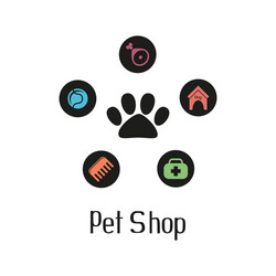 pet shop logo with paw and what dog needs vector image