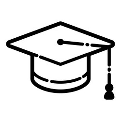 graduate hat flat icon isolated on white vector