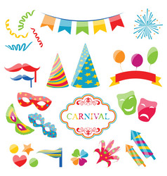 Set colorful objects of carnival party birthday vector