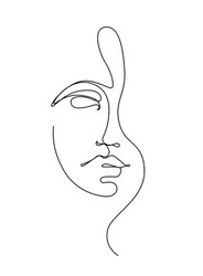 one line drawing woman face beauty female portrait vector image