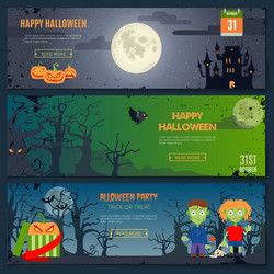 happy halloween banner set vector image