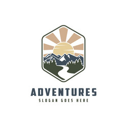 mountain and river landscape adventure logo icon vector image