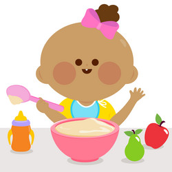 baby girl eating breakfast vector image