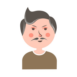 serious man with mustache and pink cheeks portrait vector image