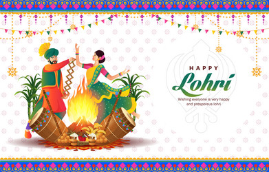 of happy lohri festival punjab vector image