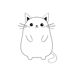 white cute sitting cat baby kitten contour vector image