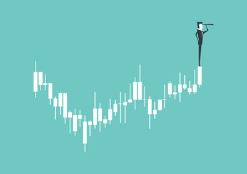 Businessman on top finance candle graph vector