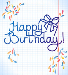 happy birthday card design school paper vector image