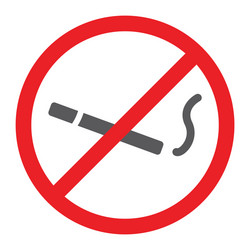 No smoking glyph icon prohibited and forbidden vector