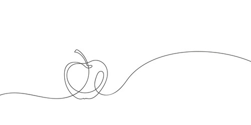 apple continuous one line drawing black and white vector image