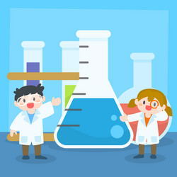 children studying science or chemistry vector image