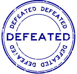 grunge blue defeated round rubber seal stamp vector image