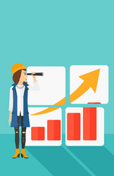 woman looking at positive bar chart vector image