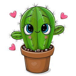 cartoon cactus with eyes isolated on a white vector image