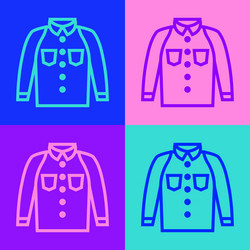 Pop art line shirt icon isolated on color vector