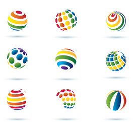 set of abstract globe icons vector image