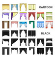 different kinds of curtains cartoon icons in set vector image