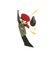 military man throwing a grenade soldier character vector image