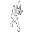 baseball player action cartoon sport graphic vector image