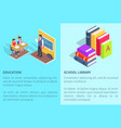 education school library posters students and book vector image