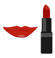 lipstick and lips kiss vector image