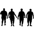 black set silhouettes large man on white vector image