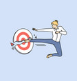 business woman kicks target showing strength vector image