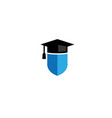 graduation hat shield logo design icon vector image