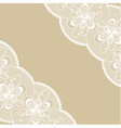 beige background with two white lacy corners vector image