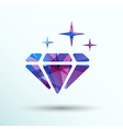 a blue diamond icon glitter stone vector image