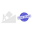 distress tilos island rosette watermark and mesh vector image