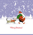 santa claus with dog symbol of 2018 christmas vector image