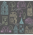 seamless pattern with doodle houses vector image