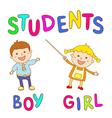 school kids - cute boy and girl vector image