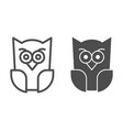 scary owl line and solid icon forest night bird vector image