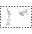 envelope with hand drawn statue liberty vector image