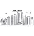 china tianjin architecture line skyline vector image