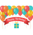 happy birthday greeting card with flying balloons vector image