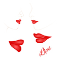 females red lips with the contour face second set vector image