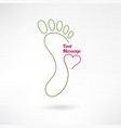 massage sign and foot logo with heart vector image