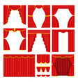 set of red theater curtain and lambrequins vector image