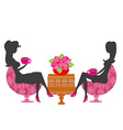 girls in coffee break - silhouette vector image