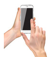 realistic hand holding mobile phone isolated vector image