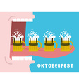 oktoberfest poster drinking many mug of beer man vector image