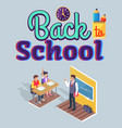 students boy and girl sit at desk teacher stand vector image