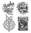 vintage monochrome barbershop logos set vector image