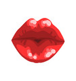 red female glossy lips sensual kiss symbol vector image