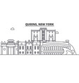 queens new york architecture line skyline vector image