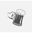 label the hand with a mug of beer vector image