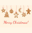 christmas card with gingerbread cookies vector image